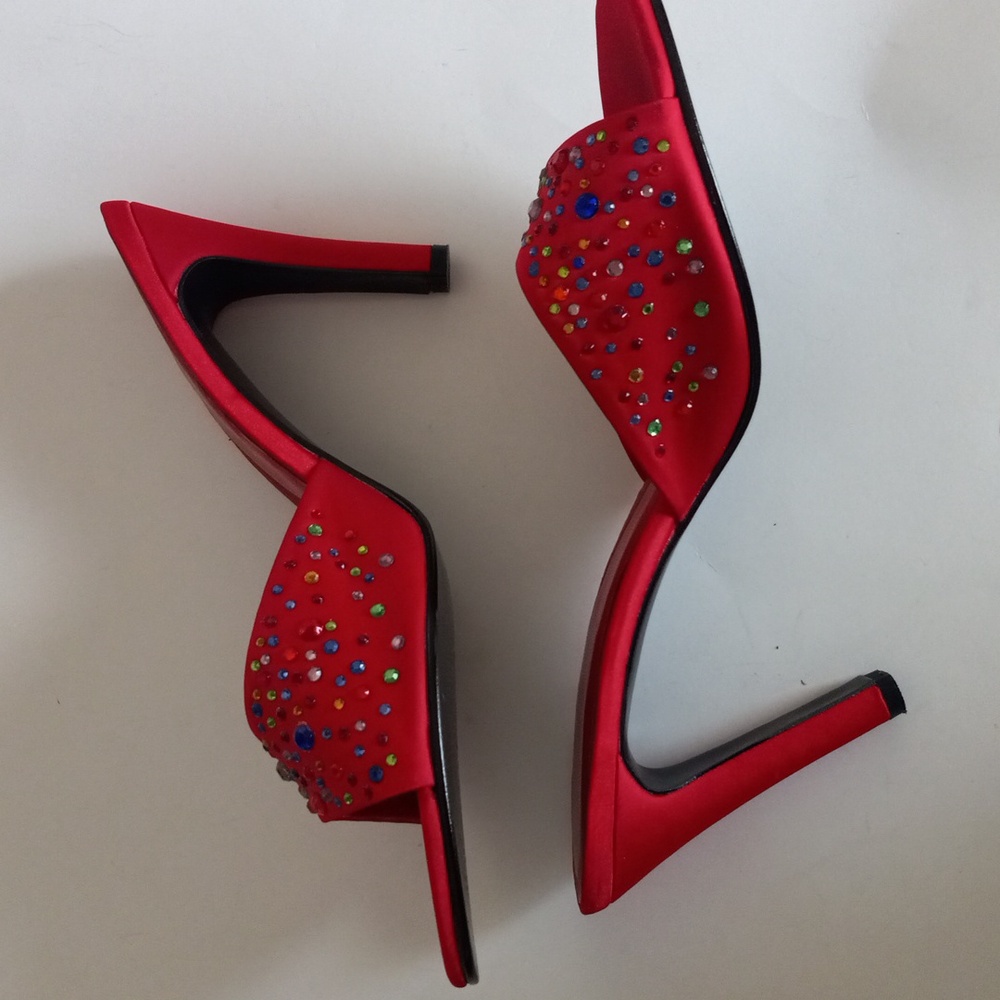 Colin Stuart Red Rhinestone Slides. Size 8.5 - image 3